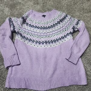 Talbots Lavender and Navy Patterned Sweater M